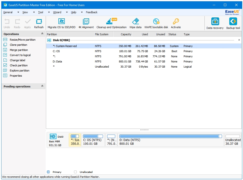 Best Free Partition Manager Software For Windows - EaseUS Partition Master