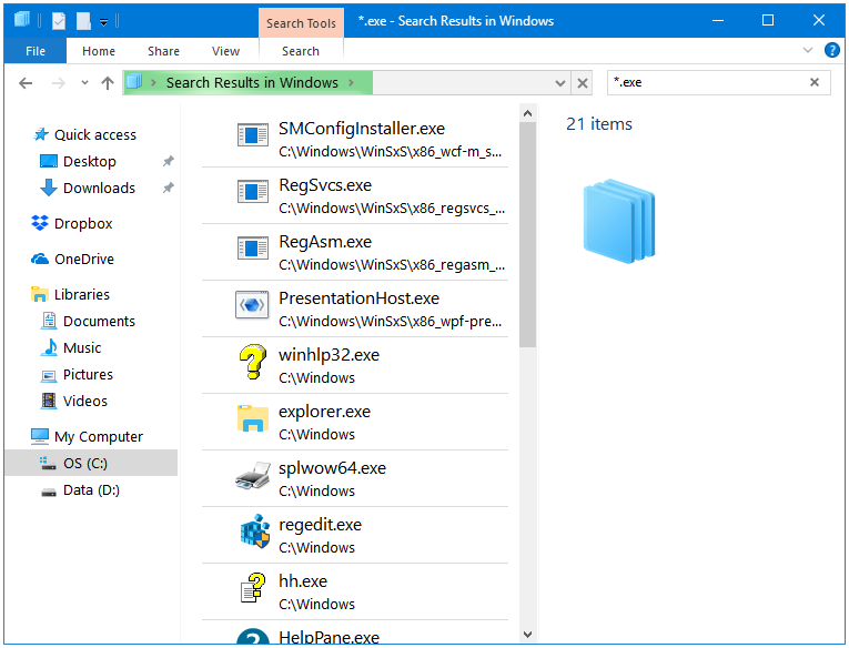 how to search files in windows 10