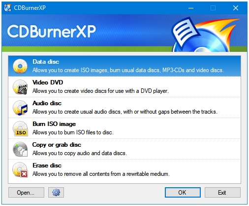 Best Free Disc CD DVD ISO Burning Software For Windows - CDBurnerXP