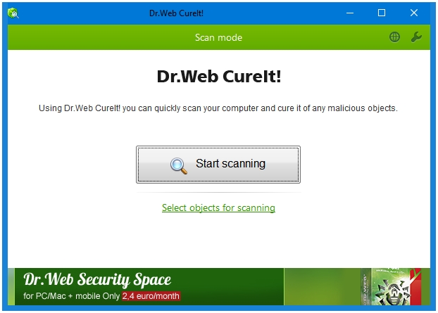 Best Free Second Opinion Malware Scanner And Removal Tools For Windows - Dr.Web CureIt!