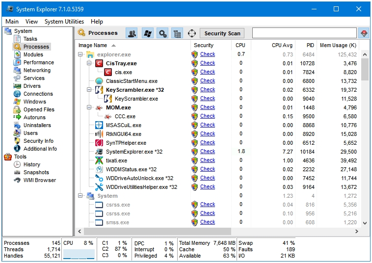 Best Free Task Manager Alternatives For Windows - System Explorer