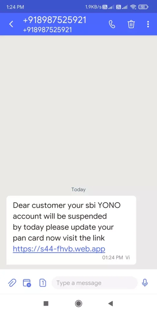 SBI YONO Phishing Attack 2023 - SMS